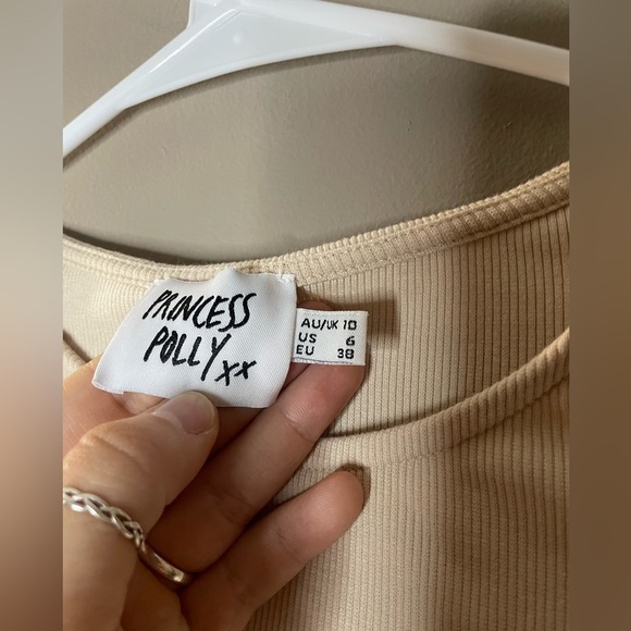 Princess Polly Cream Ruched Women Crop Top Size 6 - Picture 3 of 4